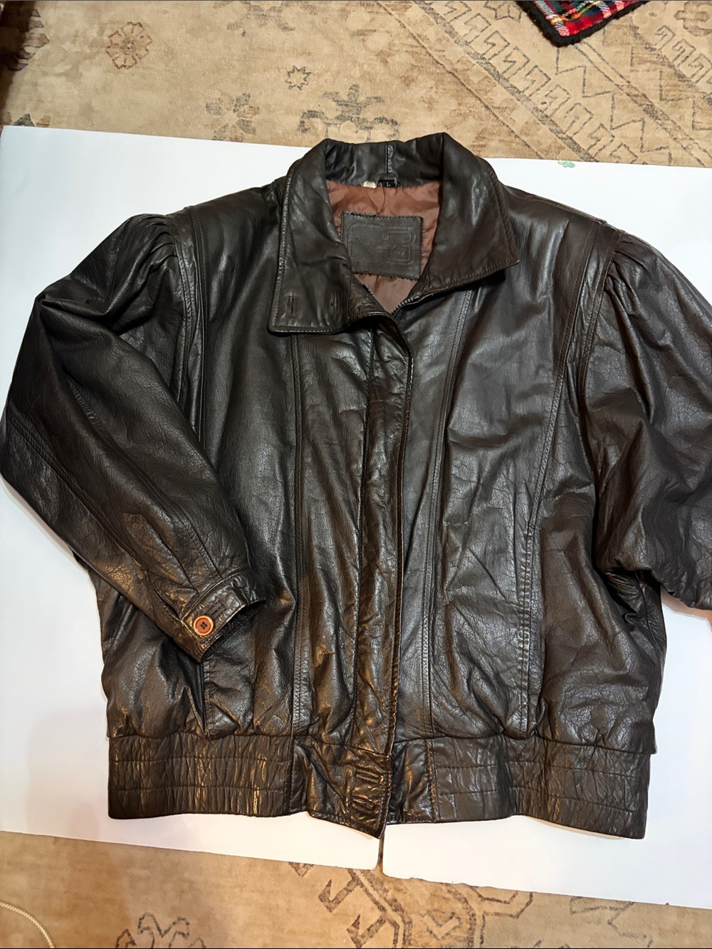 Women's Dark Brown Leather Bomber Jacket